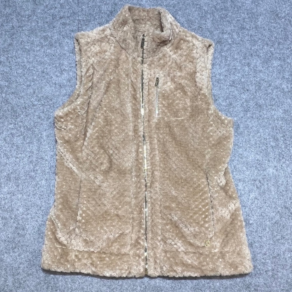 Calvin‎ Klein Performance Womens Sherpa Fleece Vest Tan Full Zip Size M